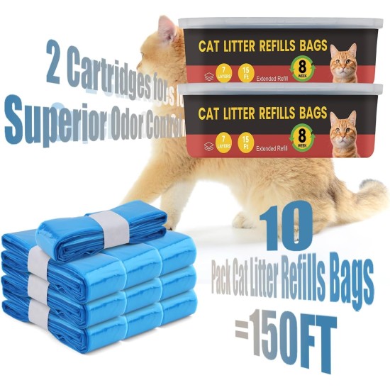 Refill Bags for Cat Litter, Pack of 12 for Litter Locker Refill Cassettes, Nappy Bucket, Refill Film, Cat Bucket for Cat Litter Disposal Bucket Refill Bags for Cat Litter, Pack of 12 for Litter Locker Refill Cassettes, Nappy Bucket, Refill Film, Cat Bucket for Cat Litter Disposal Bucket
