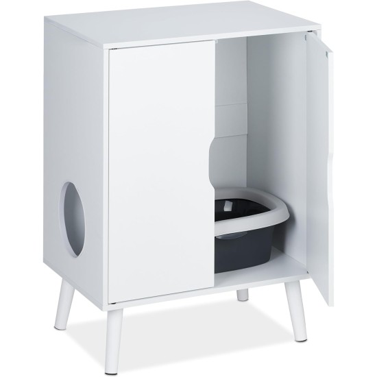 Relaxdays Cat Cabinet for Cat Litter Tray, 2 Doors, Hide Cat Litter Tray, Entrance, Cat Chest of Drawers HBT: 77 x 58 x 40 cm, White Relaxdays Cat Cabinet for Cat Litter Tray, 2 Doors, Hide Cat Litter Tray, Entrance, Cat Chest of Drawers HBT: 77 x 58 x 40 cm, White