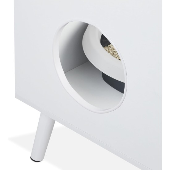 Relaxdays Cat Cabinet for Cat Litter Tray, 2 Doors, Hide Cat Litter Tray, Entrance, Cat Chest of Drawers HBT: 77 x 58 x 40 cm, White Relaxdays Cat Cabinet for Cat Litter Tray, 2 Doors, Hide Cat Litter Tray, Entrance, Cat Chest of Drawers HBT: 77 x 58 x 40 cm, White