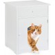 Relaxdays Cat Cabinet with Drawer, Cat Chest of Drawers, Wooden Cat Litter Box, HBT 63.5 x 52 x 48 cm, White Relaxdays Cat Cabinet with Drawer, Cat Chest of Drawers, Wooden Cat Litter Box, HBT 63.5 x 52 x 48 cm, White