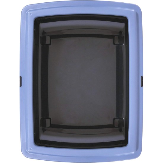 Rosewood Romeo Plastic Cat Litter Tray with Hood, Covered Cat Litter Tray, Carbon Filter for Odour Control, Easy Cleaning, Light Blue/White Rosewood Romeo Plastic Cat Litter Tray with Hood, Covered Cat Litter Tray, Carbon Filter for Odour Control, Easy Cleaning, Light Blue/White