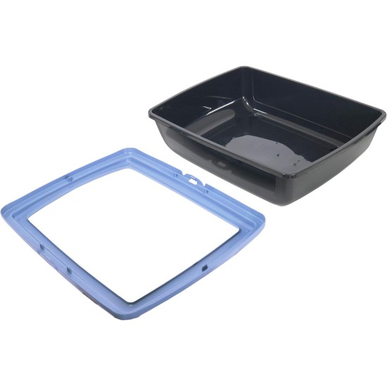 Rosewood Romeo Plastic Cat Litter Tray with Hood, Covered Cat Litter Tray, Carbon Filter for Odour Control, Easy Cleaning, Light Blue/White Rosewood Romeo Plastic Cat Litter Tray with Hood, Covered Cat Litter Tray, Carbon Filter for Odour Control, Easy Cleaning, Light Blue/White