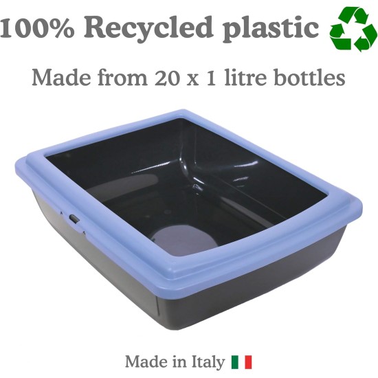 Rosewood Romeo Plastic Cat Litter Tray with Hood, Covered Cat Litter Tray, Carbon Filter for Odour Control, Easy Cleaning, Light Blue/White Rosewood Romeo Plastic Cat Litter Tray with Hood, Covered Cat Litter Tray, Carbon Filter for Odour Control, Easy Cleaning, Light Blue/White