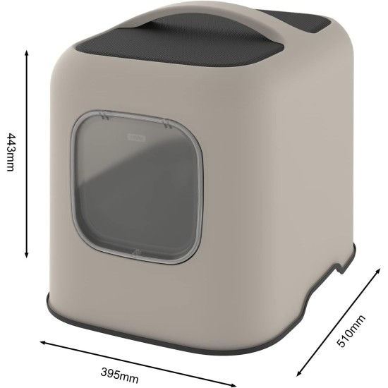 Rotho MyPet Biala Cat Litter Tray with Hood and Scoop, Plastic (PP Recycled), Cappuccino/Anthracite, (51.0 x 39.5 x 44.3 cm) Rotho MyPet Biala Cat Litter Tray with Hood and Scoop, Plastic (PP Recycled), Cappuccino/Anthracite, (51.0 x 39.5 x 44.3 cm)