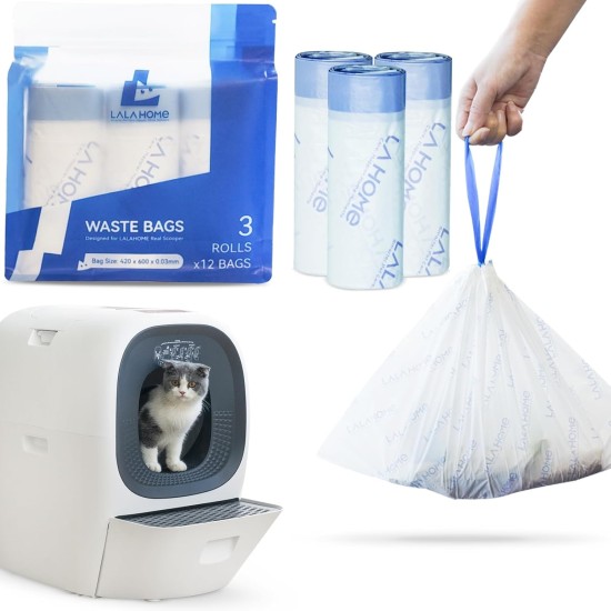 Self-Cleaning Cat Litter Box Bags Compatible with RealScooper, 36 Pack with Drawstring, Replacement Trash Bags for Automatic Cat Litter Box Self-Cleaning Cat Litter Box Bags Compatible with RealScooper, 36 Pack with Drawstring, Replacement Trash Bags for Automatic Cat Litter Box