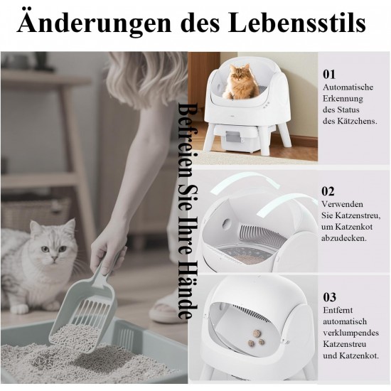 Self-Cleaning Cat Litter Tray - Automatic Cleaning, 10L Large Capacity, XL Cat Litter Tray, Ideal for Busy Households Self-Cleaning Cat Litter Tray - Automatic Cleaning, 10L Large Capacity, XL Cat Litter Tray, Ideal for Busy Households