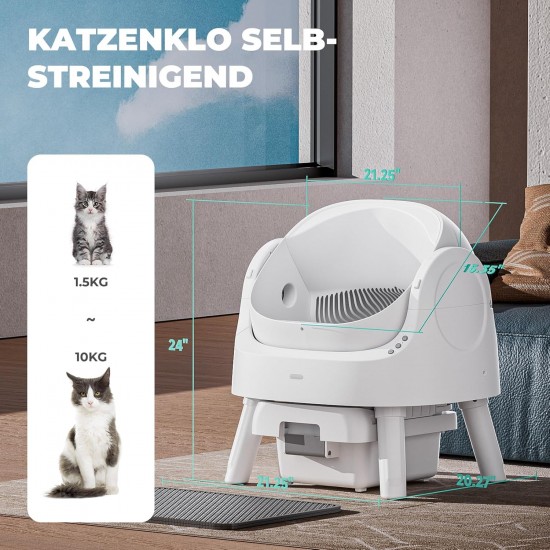 Self-Cleaning Cat Litter Tray - Automatic Cleaning, 10L Large Capacity, XL Cat Litter Tray, Ideal for Busy Households Self-Cleaning Cat Litter Tray - Automatic Cleaning, 10L Large Capacity, XL Cat Litter Tray, Ideal for Busy Households