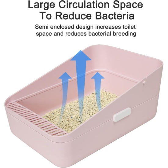Sfozstra Open Cat Litter Tray, Prevents Sand Leakage, Durable High Side Tray for Small Cats, Safe and Odourless Cat Litter Tray, Removable Cat Litter Tray, Easy to Clean (Pink Sfozstra Open Cat Litter Tray, Prevents Sand Leakage, Durable High Side Tray for Small Cats, Safe and Odourless Cat Litter Tray, Removable Cat Litter Tray, Easy to Clean (Pink