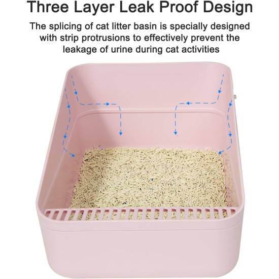Sfozstra Open Cat Litter Tray, Prevents Sand Leakage, Durable High Side Tray for Small Cats, Safe and Odourless Cat Litter Tray, Removable Cat Litter Tray, Easy to Clean (Pink Sfozstra Open Cat Litter Tray, Prevents Sand Leakage, Durable High Side Tray for Small Cats, Safe and Odourless Cat Litter Tray, Removable Cat Litter Tray, Easy to Clean (Pink
