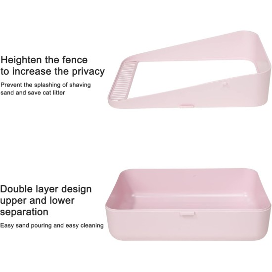 Sfozstra Open Cat Litter Tray, Prevents Sand Leakage, Durable High Side Tray for Small Cats, Safe and Odourless Cat Litter Tray, Removable Cat Litter Tray, Easy to Clean (Pink Sfozstra Open Cat Litter Tray, Prevents Sand Leakage, Durable High Side Tray for Small Cats, Safe and Odourless Cat Litter Tray, Removable Cat Litter Tray, Easy to Clean (Pink