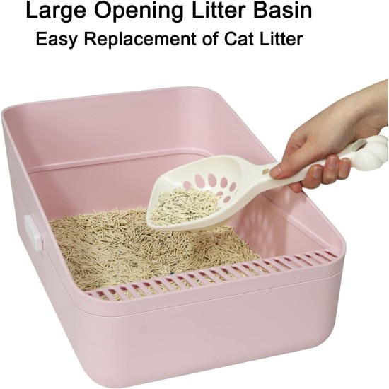 Sfozstra Open Cat Litter Tray, Prevents Sand Leakage, Durable High Side Tray for Small Cats, Safe and Odourless Cat Litter Tray, Removable Cat Litter Tray, Easy to Clean (Pink Sfozstra Open Cat Litter Tray, Prevents Sand Leakage, Durable High Side Tray for Small Cats, Safe and Odourless Cat Litter Tray, Removable Cat Litter Tray, Easy to Clean (Pink