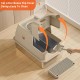 Stainless Steel Cat Litter Tray with Lid, 60 x 40 x 39 cm, Metal Cat Litter Tray Closed with Sand Filter Pedal and Litter Scoop, XXL, Large, Removable, High Rim, Easy to Clean, Light Grey Stainless Steel Cat Litter Tray with Lid, 60 x 40 x 39 cm, Metal Cat Litter Tray Closed with Sand Filter Pedal and Litter Scoop, XXL, Large, Removable, High Rim, Easy to Clean, Light Grey