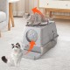 Stainless Steel Cat Litter Tray with Lid, 60 x 40 x 39 cm, Metal Cat Litter Tray Closed with Sand Filter Pedal and Litter Scoop, XXL, Large, Removable, High Rim, Easy to Clean, Light Grey Stainless Steel Cat Litter Tray with Lid, 60 x 40 x 39 cm, Metal Cat Litter Tray Closed with Sand Filter Pedal and Litter Scoop, XXL, Large, Removable, High Rim, Easy to Clean, Light Grey