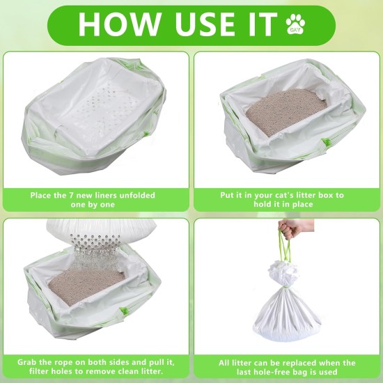 Strainer Cat Litter Liners, Cat Waste Bags with Filter Hole, Cat Litter Tray Inserts, Drawstring Bags for Pets, Cats, Cat Litter (Cat Litter Drawstring Bags - 4 Pack) Strainer Cat Litter Liners, Cat Waste Bags with Filter Hole, Cat Litter Tray Inserts, Drawstring Bags for Pets, Cats, Cat Litter (Cat Litter Drawstring Bags - 4 Pack)