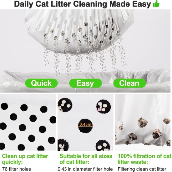 Strainer Cat Litter Liners, Cat Waste Bags with Filter Hole, Cat Litter Tray Inserts, Drawstring Bags for Pets, Cats, Cat Litter (Cat Litter Drawstring Bags - 4 Pack) Strainer Cat Litter Liners, Cat Waste Bags with Filter Hole, Cat Litter Tray Inserts, Drawstring Bags for Pets, Cats, Cat Litter (Cat Litter Drawstring Bags - 4 Pack)