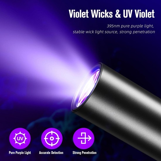 SuperFire Rechargeable LED UV Black Light Torch, Mini UV Lamp, Ultraviolet Light, 395 nm, Detector for Amber Search, Geocaching, Pet Urine Detectors, Fake Banknotes (Black) SuperFire Rechargeable LED UV Black Light Torch, Mini UV Lamp, Ultraviolet Light, 395 nm, Detector for Amber Search, Geocaching, Pet Urine Detectors, Fake Banknotes (Black)