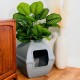 The Courtyard Hidden Cat Litter Box, Artificial Plants and Closed Square Cat Litter Box, Vented and Odour Filter, Easy to Clean, Stone Grey The Courtyard Hidden Cat Litter Box, Artificial Plants and Closed Square Cat Litter Box, Vented and Odour Filter, Easy to Clean, Stone Grey