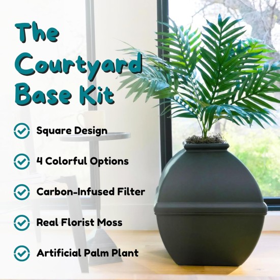 The Courtyard Hidden Cat Litter Box, Artificial Plants and Closed Square Cat Litter Box, Vented and Odour Filter, Easy to Clean, Stone Grey The Courtyard Hidden Cat Litter Box, Artificial Plants and Closed Square Cat Litter Box, Vented and Odour Filter, Easy to Clean, Stone Grey