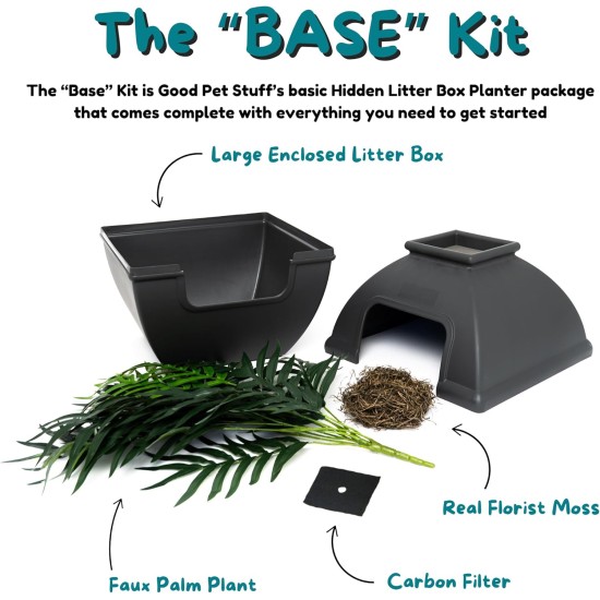 The Courtyard Hidden Cat Litter Box, Artificial Plants and Closed Square Cat Litter Box, Vented and Odour Filter, Easy to Clean, Stone Grey The Courtyard Hidden Cat Litter Box, Artificial Plants and Closed Square Cat Litter Box, Vented and Odour Filter, Easy to Clean, Stone Grey