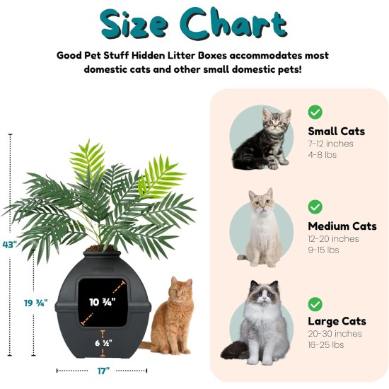The Courtyard Hidden Cat Litter Box, Artificial Plants and Closed Square Cat Litter Box, Vented and Odour Filter, Easy to Clean, Stone Grey The Courtyard Hidden Cat Litter Box, Artificial Plants and Closed Square Cat Litter Box, Vented and Odour Filter, Easy to Clean, Stone Grey