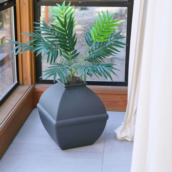 The Courtyard Hidden Cat Litter Box, Artificial Plants and Closed Square Cat Litter Box, Vented and Odour Filter, Easy to Clean, Stone Grey The Courtyard Hidden Cat Litter Box, Artificial Plants and Closed Square Cat Litter Box, Vented and Odour Filter, Easy to Clean, Stone Grey
