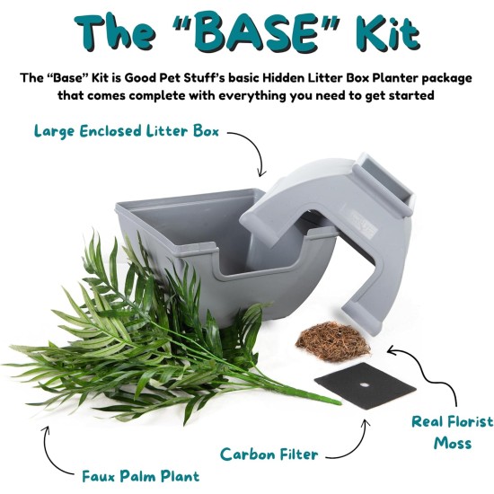 The Courtyard Hidden Cat Litter Box, Artificial Plants and Closed Square Cat Litter Box, Vented and Odour Filter, Easy to Clean, Stone Grey The Courtyard Hidden Cat Litter Box, Artificial Plants and Closed Square Cat Litter Box, Vented and Odour Filter, Easy to Clean, Stone Grey