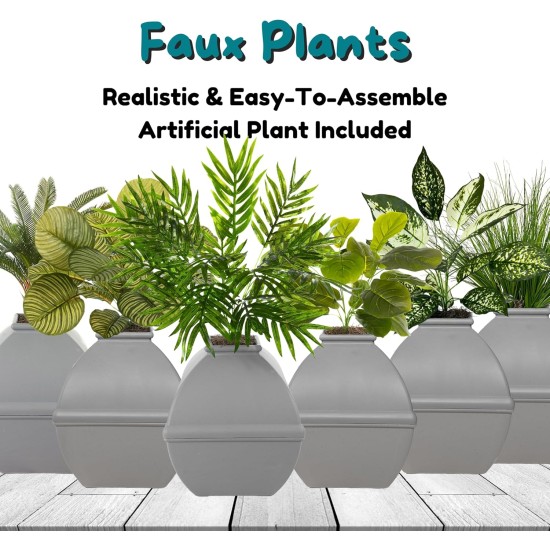 The Courtyard Hidden Cat Litter Box, Artificial Plants and Closed Square Cat Litter Box, Vented and Odour Filter, Easy to Clean, Stone Grey The Courtyard Hidden Cat Litter Box, Artificial Plants and Closed Square Cat Litter Box, Vented and Odour Filter, Easy to Clean, Stone Grey