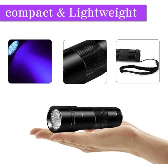 Torch UV Black Light, Torch with 12 LEDs, Ultraviolet Light with 395 nm for Geocaching, Pet Urine Detectors, Pets Urine Detector etc. Torch UV Black Light, Torch with 12 LEDs, Ultraviolet Light with 395 nm for Geocaching, Pet Urine Detectors, Pets Urine Detector etc.