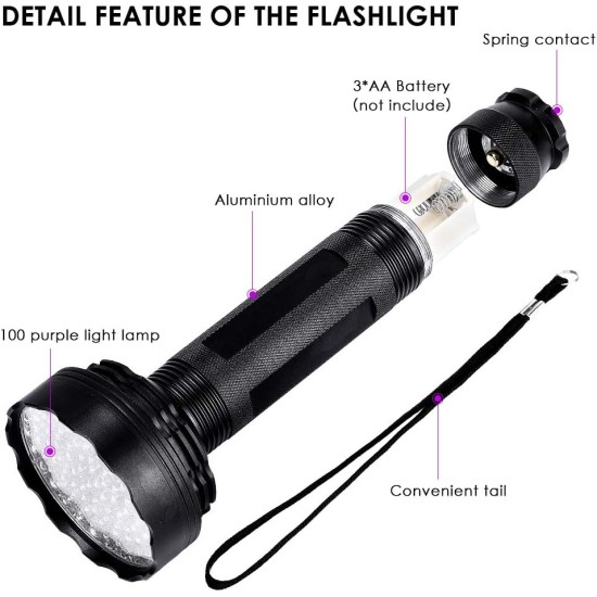 UV Black Light 51 LEDs UV Torch Mini Ultraviolet Pets Urine Detector, 395 nm UV Light Scorpion Light Torch Lamp for Fake Banknotes, Urine of Dogs, Cats and Other Pets UV Black Light 51 LEDs UV Torch Mini Ultraviolet Pets Urine Detector, 395 nm UV Light Scorpion Light Torch Lamp for Fake Banknotes, Urine of Dogs, Cats and Other Pets