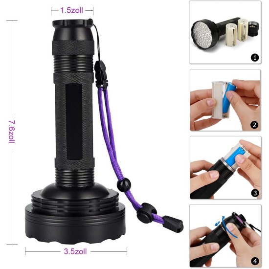 UV Black Light 51 LEDs UV Torch Mini Ultraviolet Pets Urine Detector, 395 nm UV Light Scorpion Light Torch Lamp for Fake Banknotes, Urine of Dogs, Cats and Other Pets UV Black Light 51 LEDs UV Torch Mini Ultraviolet Pets Urine Detector, 395 nm UV Light Scorpion Light Torch Lamp for Fake Banknotes, Urine of Dogs, Cats and Other Pets