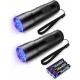 UV Blacklight Torch 12 LED 395nm Pack of 2 LED Flashlight, Mini Blacklight Flashlight, Portable UV Flashlight for Pet Urine Stains (Purple Light), Stains UV Blacklight Torch 12 LED 395nm Pack of 2 LED Flashlight, Mini Blacklight Flashlight, Portable UV Flashlight for Pet Urine Stains (Purple Light), Stains