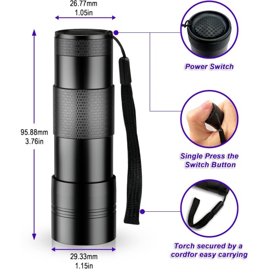 UV Blacklight Torch 12 LED 395nm Pack of 2 LED Flashlight, Mini Blacklight Flashlight, Portable UV Flashlight for Pet Urine Stains (Purple Light), Stains UV Blacklight Torch 12 LED 395nm Pack of 2 LED Flashlight, Mini Blacklight Flashlight, Portable UV Flashlight for Pet Urine Stains (Purple Light), Stains