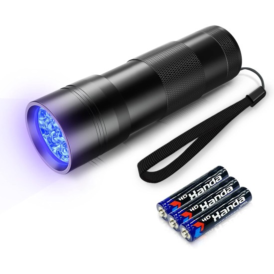 UV Blacklight Torch 12 LED 395nm Pack of 2 LED Flashlight, Mini Blacklight Flashlight, Portable UV Flashlight for Pet Urine Stains (Purple Light), Stains UV Blacklight Torch 12 LED 395nm Pack of 2 LED Flashlight, Mini Blacklight Flashlight, Portable UV Flashlight for Pet Urine Stains (Purple Light), Stains