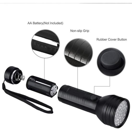 UV Torch 100 LEDs UV Black Light Torch with UV Protective Glasses, 395 nm UV Light Scorpion Light Torch Lamp for Fake Banknotes, Urine of Dogs, Carpets, Rodents UV Torch 100 LEDs UV Black Light Torch with UV Protective Glasses, 395 nm UV Light Scorpion Light Torch Lamp for Fake Banknotes, Urine of Dogs, Carpets, Rodents