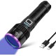 UV Torch 20 W, 5000 mAh High Performance 365 nm UV Light, LED USB Rechargeable Black Light Torch, UV Lamp for Amber, Epoxy Resin, Detection of Pet Urine, Minerals, Travel, Bed Bugs UV Torch 20 W, 5000 mAh High Performance 365 nm UV Light, LED USB Rechargeable Black Light Torch, UV Lamp for Amber, Epoxy Resin, Detection of Pet Urine, Minerals, Travel, Bed Bugs