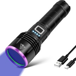UV Torch 20 W, 5000 mAh High Performance 365 nm UV Light, LED USB Rechargeable Black Light Torch, UV Lamp for Amber, Epoxy Resin, Detection of Pet Urine, Minerals, Travel, Bed Bugs UV Torch 20 W, 5000 mAh High Performance 365 nm UV Light, LED USB Rechargeable Black Light Torch, UV Lamp for Amber, Epoxy Resin, Detection of Pet Urine, Minerals, Travel, Bed Bugs