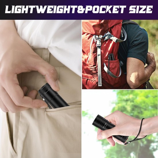 UV Torch Pack of 2 Mini UV Black Light Torch with 12 LEDs, Ultraviolet Light with 395 nm for Geocaching, Pet Urine Detectors, Pets Urine Detector etc. Includes 6 AAA Batteries UV Torch Pack of 2 Mini UV Black Light Torch with 12 LEDs, Ultraviolet Light with 395 nm for Geocaching, Pet Urine Detectors, Pets Urine Detector etc. Includes 6 AAA Batteries