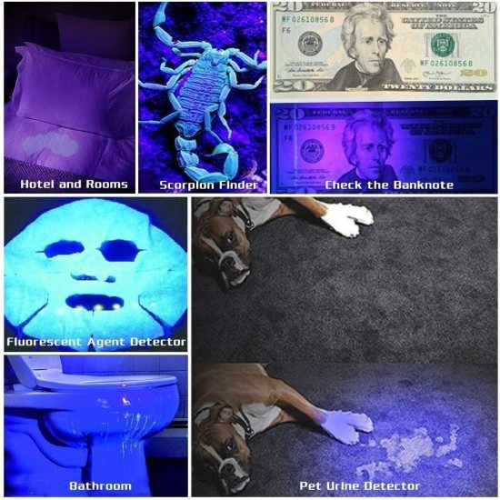 UltraFire 395-405nm UV LED Torch Super Power Black Light Zoomable Mini Tactical Torch, Ultraviolet Light with Adjustable Focus for Pet Urine Stains, 502UV UltraFire 395-405nm UV LED Torch Super Power Black Light Zoomable Mini Tactical Torch, Ultraviolet Light with Adjustable Focus for Pet Urine Stains, 502UV