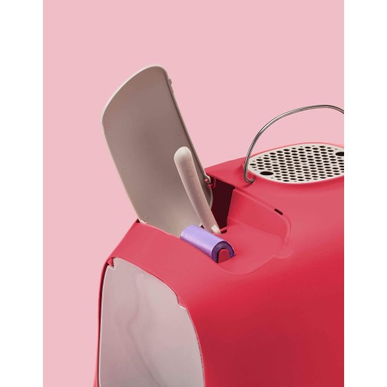 United Pets Minu Cat Litter Tray with Cover, Made in Italy, Light Grey/Pink, One Size United Pets Minu Cat Litter Tray with Cover, Made in Italy, Light Grey/Pink, One Size
