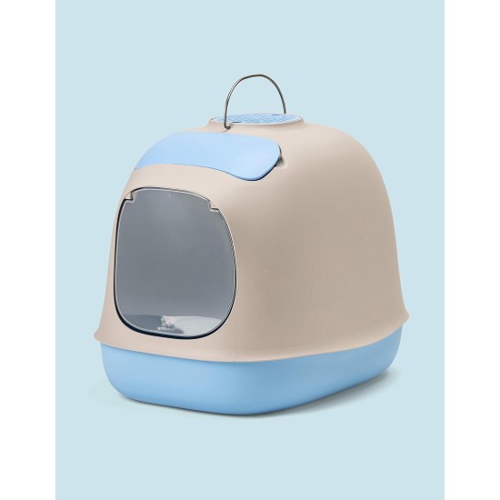 United Pets Minu Cat Litter Tray with Cover, Made in Italy, Light Grey/Pink, One Size United Pets Minu Cat Litter Tray with Cover, Made in Italy, Light Grey/Pink, One Size