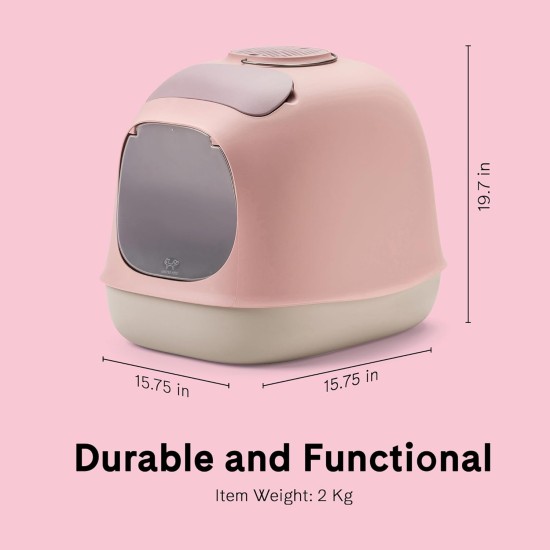 United Pets Minu Cat Litter Tray with Cover, Made in Italy, Light Grey/Pink, One Size United Pets Minu Cat Litter Tray with Cover, Made in Italy, Light Grey/Pink, One Size