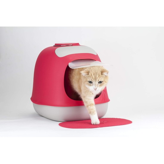 United Pets Minu Cat Litter Tray with Cover, Made in Italy, Light Grey/Pink, One Size United Pets Minu Cat Litter Tray with Cover, Made in Italy, Light Grey/Pink, One Size