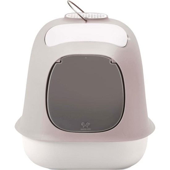 United Pets Minu Cat Litter Tray with Cover, Made in Italy, Light Grey/Pink, One Size United Pets Minu Cat Litter Tray with Cover, Made in Italy, Light Grey/Pink, One Size