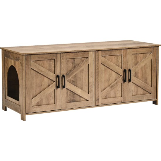 VEVOR Cat Cabinet, Cat Litter Box Cabinet Hidden with Double Spaces, Wooden Cat Litter Box Cabinet, Fits Most Litter Trays, 1.19 m L x 0.46 m W x 0.5 m H, White VEVOR Cat Cabinet, Cat Litter Box Cabinet Hidden with Double Spaces, Wooden Cat Litter Box Cabinet, Fits Most Litter Trays, 1.19 m L x 0.46 m W x 0.5 m H, White