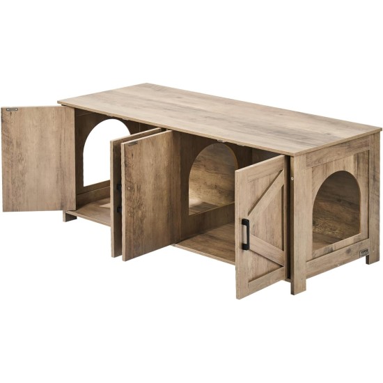 VEVOR Cat Cabinet, Cat Litter Box Cabinet Hidden with Double Spaces, Wooden Cat Litter Box Cabinet, Fits Most Litter Trays, 1.19 m L x 0.46 m W x 0.5 m H, White VEVOR Cat Cabinet, Cat Litter Box Cabinet Hidden with Double Spaces, Wooden Cat Litter Box Cabinet, Fits Most Litter Trays, 1.19 m L x 0.46 m W x 0.5 m H, White