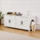 VEVOR Cat Cabinet, Cat Litter Box Cabinet Hidden with Double Spaces, Wooden Cat Litter Box Cabinet, Fits Most Litter Trays, 1.19 m L x 0.46 m W x 0.5 m H, White VEVOR Cat Cabinet, Cat Litter Box Cabinet Hidden with Double Spaces, Wooden Cat Litter Box Cabinet, Fits Most Litter Trays, 1.19 m L x 0.46 m W x 0.5 m H, White