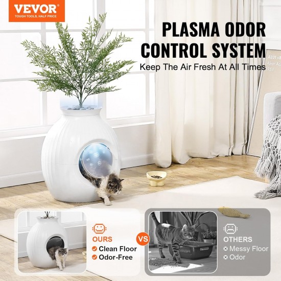 VEVOR Cat Litter Box, Intelligent Odor Control System, Hidden Cat Litter Tray with 24cm Entrance Lighting Decoration & ABS Material, Fit for Living Room/Corner/Outdoor Pool/Patio VEVOR Cat Litter Box, Intelligent Odor Control System, Hidden Cat Litter Tray with 24cm Entrance Lighting Decoration & ABS Material, Fit for Living Room/Corner/Outdoor Pool/Patio