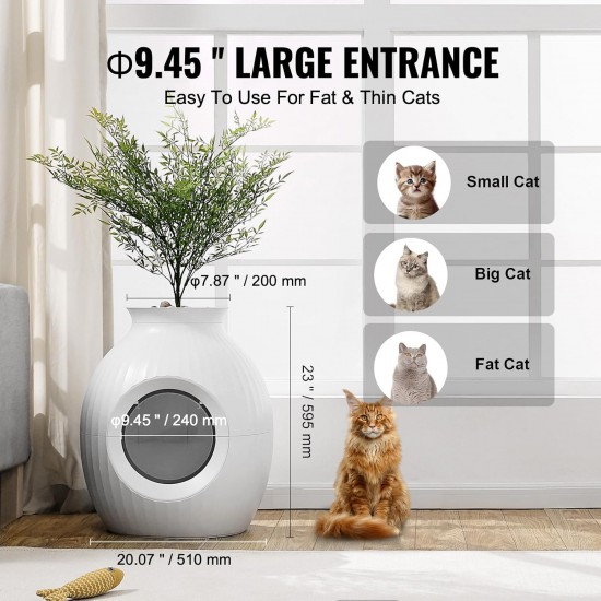 VEVOR Cat Litter Box, Intelligent Odor Control System, Hidden Cat Litter Tray with 24cm Entrance Lighting Decoration & ABS Material, Fit for Living Room/Corner/Outdoor Pool/Patio VEVOR Cat Litter Box, Intelligent Odor Control System, Hidden Cat Litter Tray with 24cm Entrance Lighting Decoration & ABS Material, Fit for Living Room/Corner/Outdoor Pool/Patio