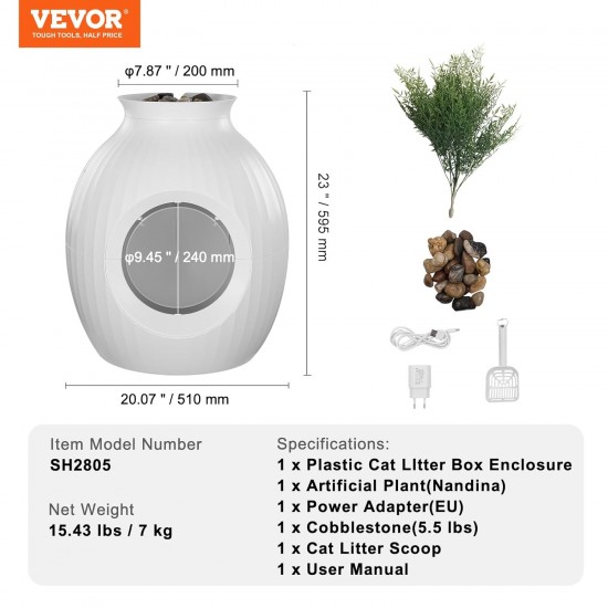 VEVOR Cat Litter Box, Intelligent Odor Control System, Hidden Cat Litter Tray with 24cm Entrance Lighting Decoration & ABS Material, Fit for Living Room/Corner/Outdoor Pool/Patio VEVOR Cat Litter Box, Intelligent Odor Control System, Hidden Cat Litter Tray with 24cm Entrance Lighting Decoration & ABS Material, Fit for Living Room/Corner/Outdoor Pool/Patio