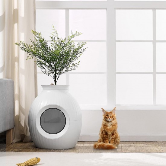 VEVOR Cat Litter Box, Intelligent Odor Control System, Hidden Cat Litter Tray with 24cm Entrance Lighting Decoration & ABS Material, Fit for Living Room/Corner/Outdoor Pool/Patio VEVOR Cat Litter Box, Intelligent Odor Control System, Hidden Cat Litter Tray with 24cm Entrance Lighting Decoration & ABS Material, Fit for Living Room/Corner/Outdoor Pool/Patio